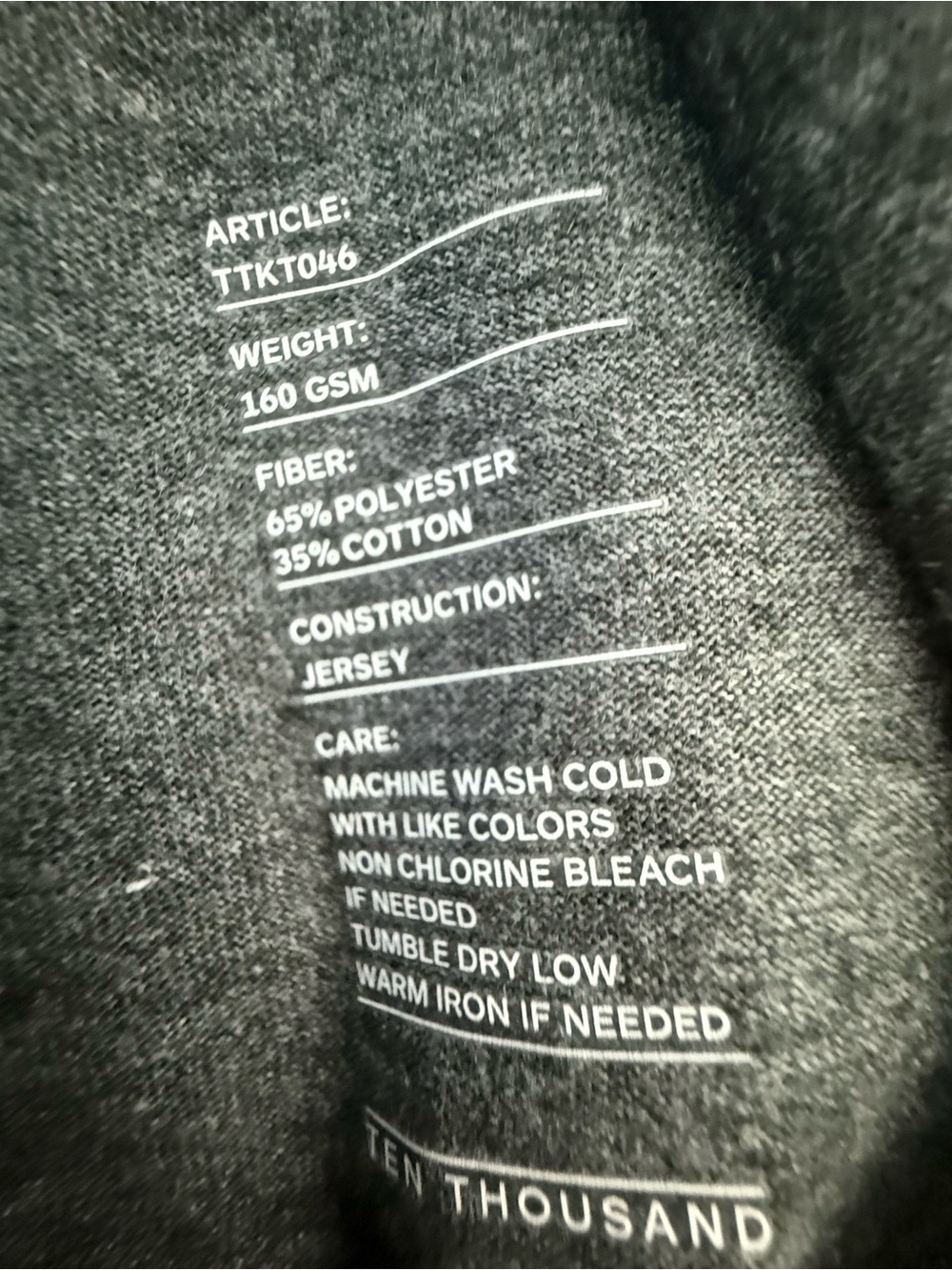Ten Thousand Gray DURABLE Long Sleeve Tee SHIRT Small S NEW - Picture 4 of 4